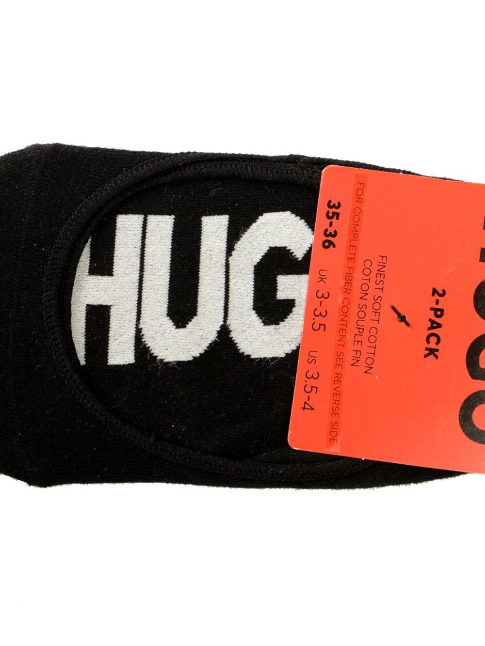 Hugo Boss Women's Black 2-Pack Soft Cotton No Show Socks sz 3.5-4